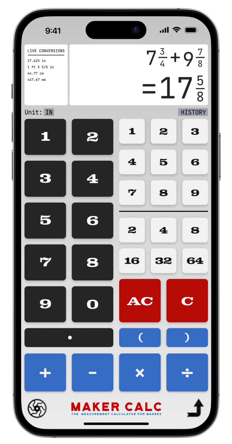 Maker Calc App Screenshot - Main Interface